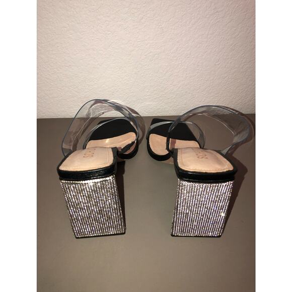Schutz Ariellen Vinyl Crystal Embellished Heels Sz 8.5B - Picture 6 of 9